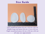 KNP-PYO-STONES-0055. Size guide Size guide image showing a ruler beside three white oval ceramic pieces on a peach background