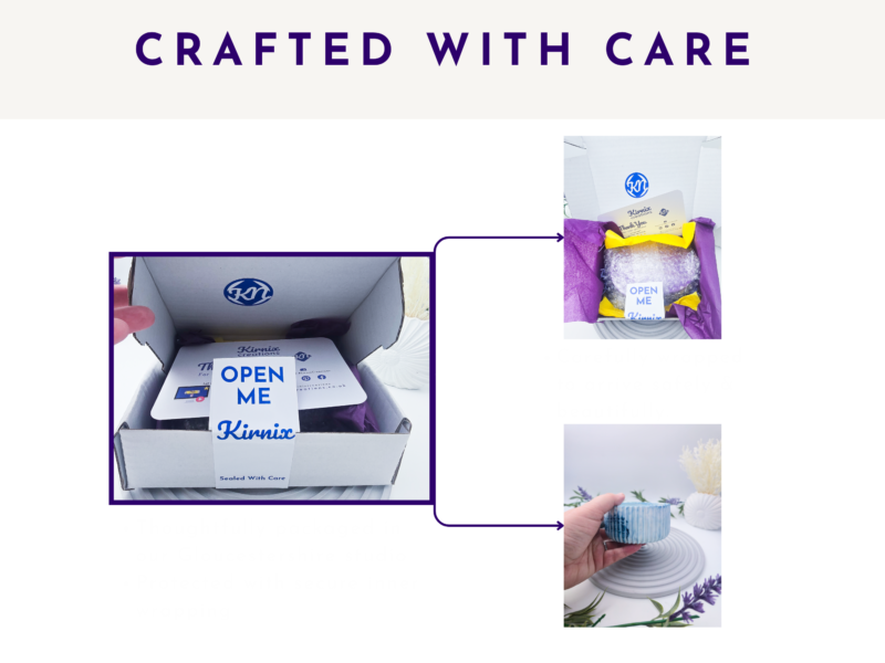 Kirnix packaging slide showing the pot packed with tissue paper, card, and presentation details