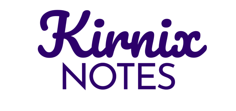 Purple Kinetic NOTES logo on black background, with 'Kinetic' in cursive above 'NOTES'