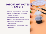 KNP-PYO-GHOST-mini05Important notes + safety Informational graphic about important notes and safety for painting; left side lists safety bullets, right side shows paints and brushes.