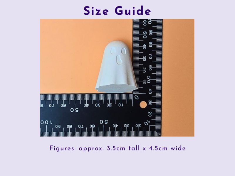 Small white cone placed beside a vertical measuring ruler on an orange background to show scale.