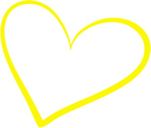 Yellow outlined heart on a black background
