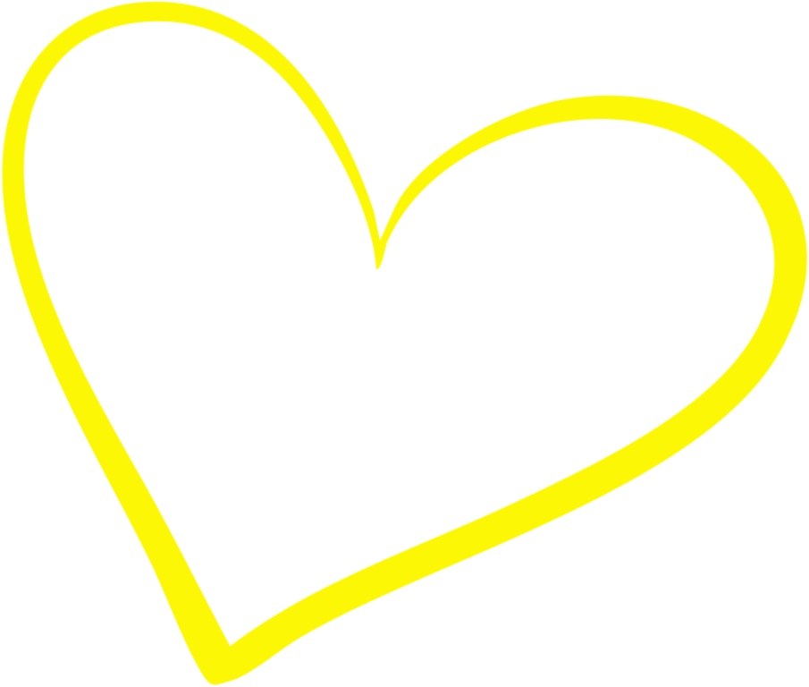 Yellow outlined heart on a black background