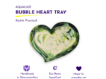 AQUACAST Bubble Heart Tray banner with a green-marble heart-shaped tray beneath the text on white background