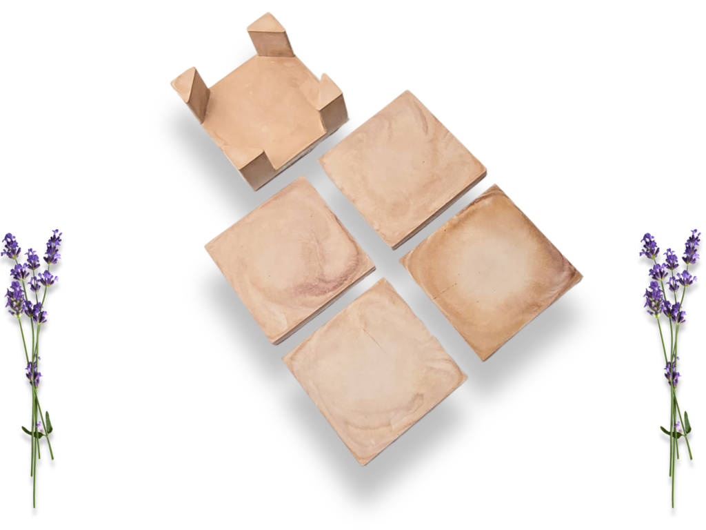 Square Marbled Coaster Set with Holder