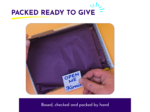 Brick Buddy craft kit packed in a box with purple tissue, showing how the handmade kit is presented before dispatch.