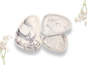 Marbled Pebble Trinket Tray – Handmade Jewellery Dish, Single or Set of 3